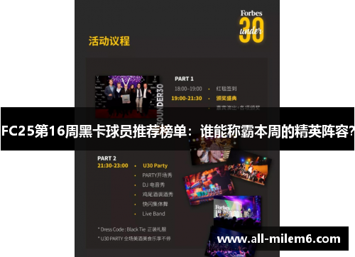 FC25第16周黑卡球员推荐榜单：谁能称霸本周的精英阵容？