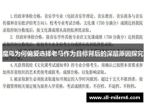 魔鸟为何偏爱选择老马作为目标背后的深层原因探究